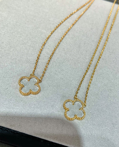 [Shinejoy]CLOVER ROCK CRYSTAL Shinejoy GOLD NECKLACE