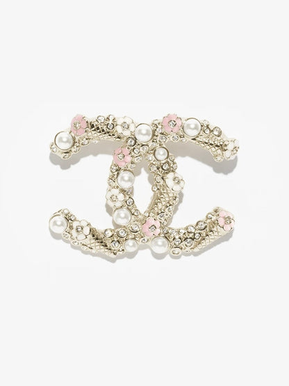 [Shinejoy]26C Pink-White Enamel Ice Cream Cone Double C Brooch