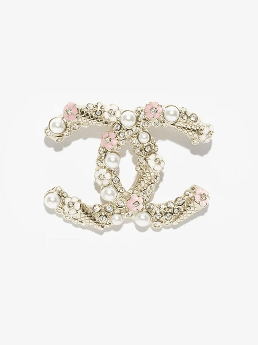 [Shinejoy]26C Pink-White Enamel Ice Cream Cone Double C Brooch