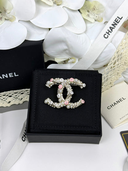 [Shinejoy]26C Pink-White Enamel Ice Cream Cone Double C Brooch