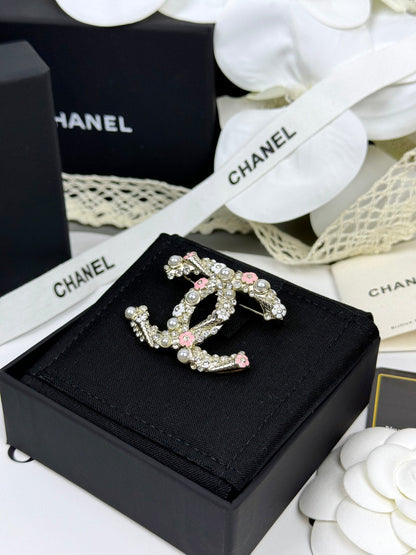 [Shinejoy]26C Pink-White Enamel Ice Cream Cone Double C Brooch