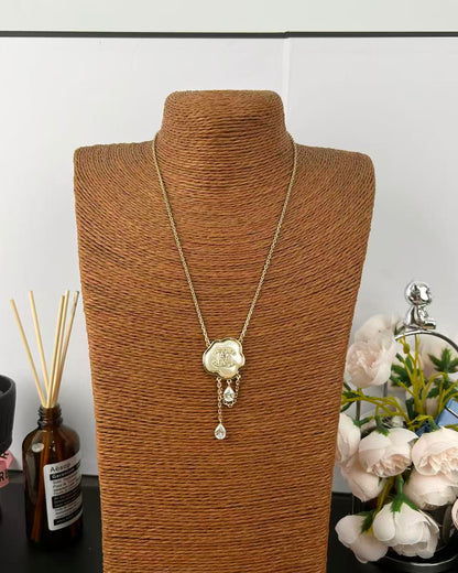 [Shinejoy]Cloud Pearl Mother-of-Pearl Diamond Chain Pendant Necklace