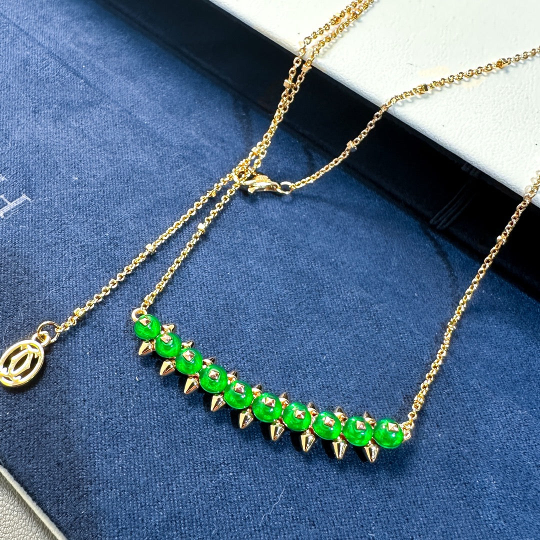 [Shinejoy]New Arrival: Green Bead Rivet Necklace