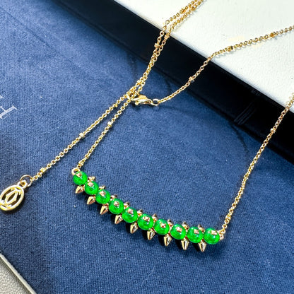 [Shinejoy]New Arrival: Green Bead Rivet Necklace