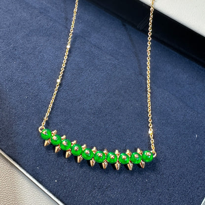 [Shinejoy]New Arrival: Green Bead Rivet Necklace