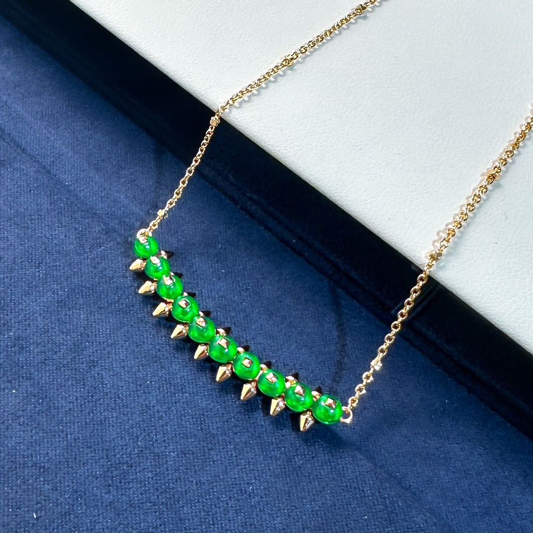 [Shinejoy]New Arrival: Green Bead Rivet Necklace