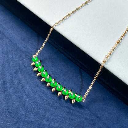 [Shinejoy]New Arrival: Green Bead Rivet Necklace
