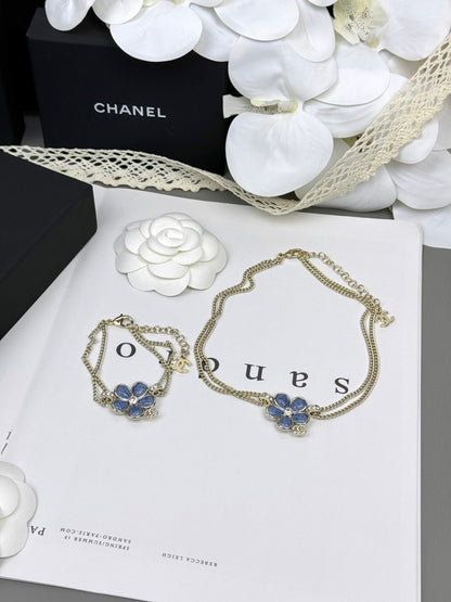 [Shinejoy]VOLTE New Blue Floral Double-Layer Bracelet