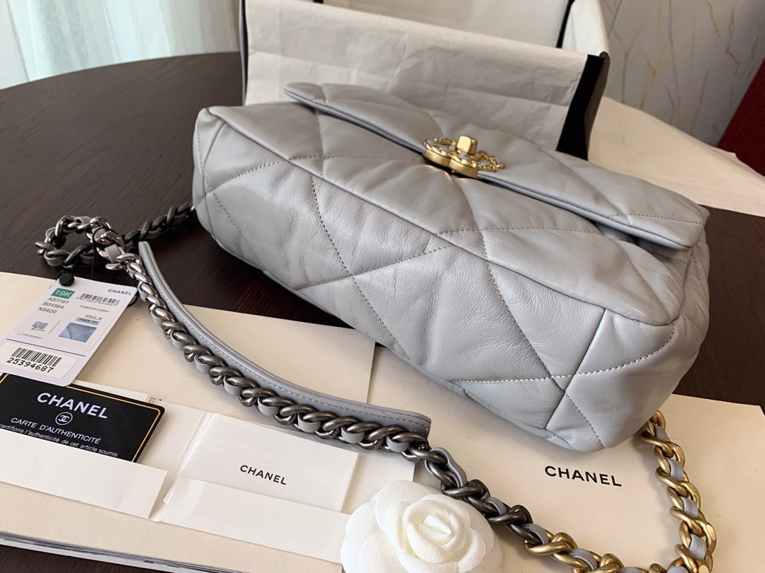 SAC À RABAT 19 30 CHEVRETTE GRISE MÉTAL DORÉ