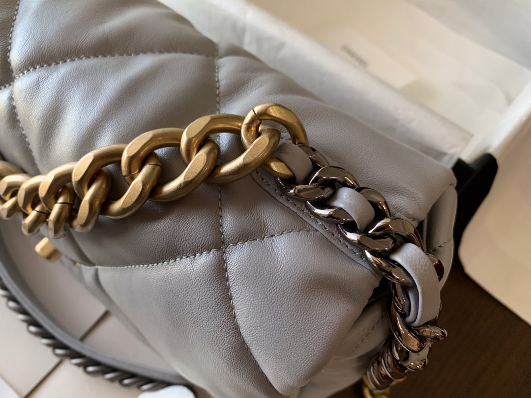 SAC À RABAT 19 30 CHEVRETTE GRISE MÉTAL DORÉ
