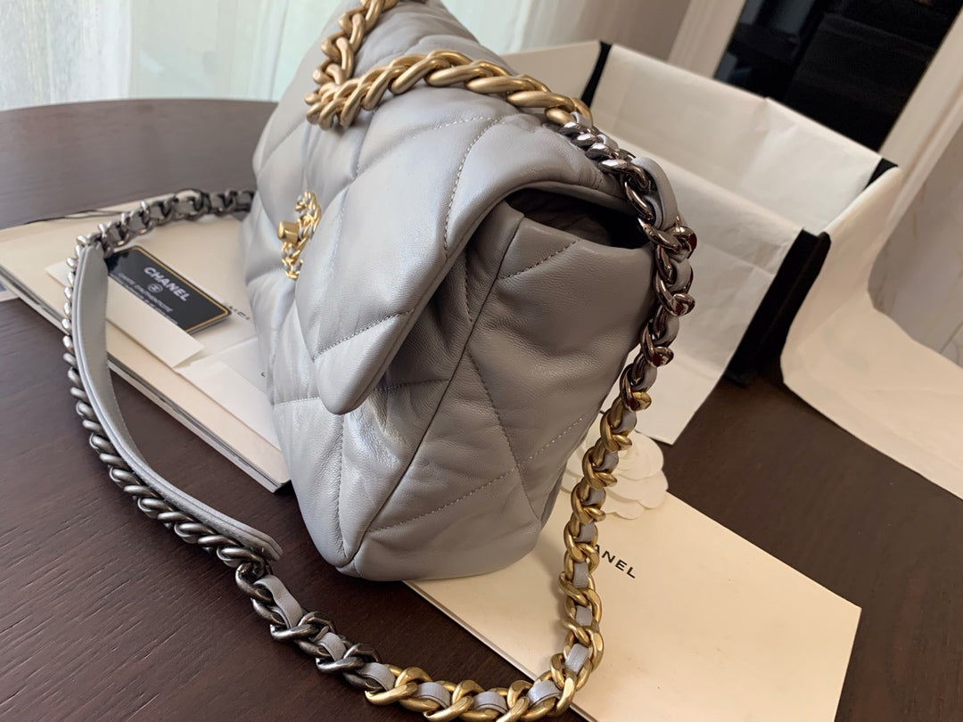 SAC À RABAT 19 30 CHEVRETTE GRISE MÉTAL DORÉ