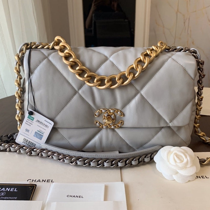 SAC À RABAT 19 30 CHEVRETTE GRISE MÉTAL DORÉ
