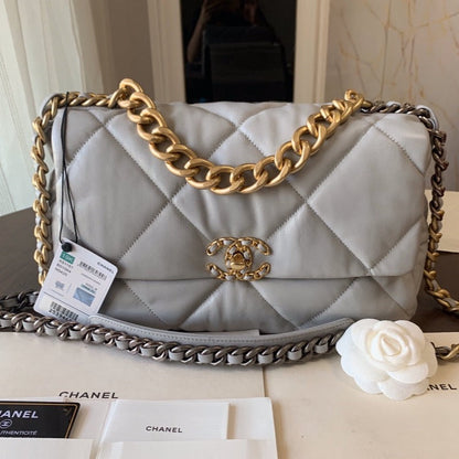 SAC À RABAT 19 30 CHEVRETTE GRISE MÉTAL DORÉ