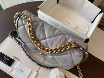 SAC À RABAT 19 30 CHEVRETTE GRISE MÉTAL DORÉ