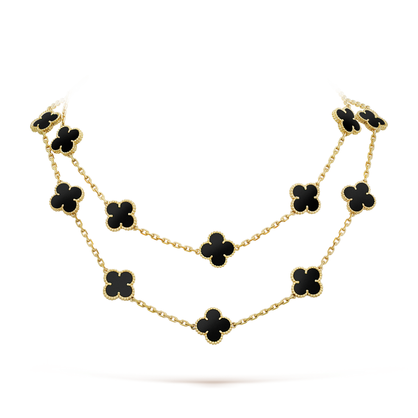 [Shinejoy]CLOVER 20 MOTIFS ONYX NECKLACE