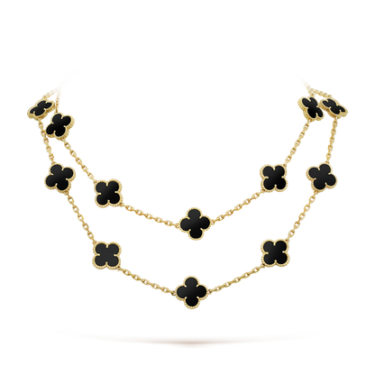 [Shinejoy]CLOVER 20 MOTIFS ONYX NECKLACE