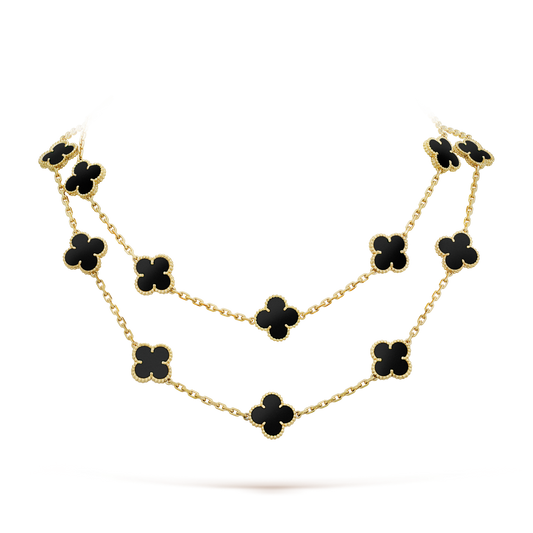 [Shinejoy]CLOVER 20 MOTIFS ONYX NECKLACE