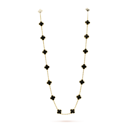 [Shinejoy]CLOVER 20 MOTIFS ONYX NECKLACE