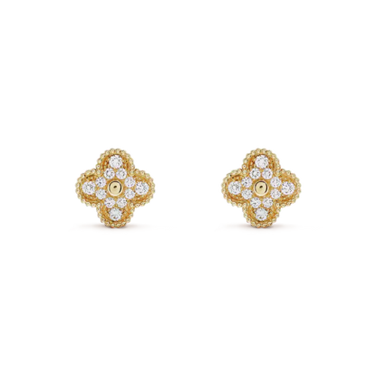 [Shinejoy]CLOVER MEDIUM 1 MOTIFS FUll DIAMOND EARRINGS