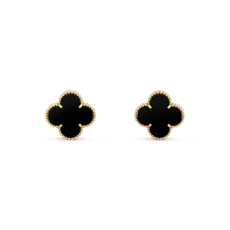 [Shinejoy]CLOVER MEDIUM 1 MOTIFS  ONYX STUD EARRINGS