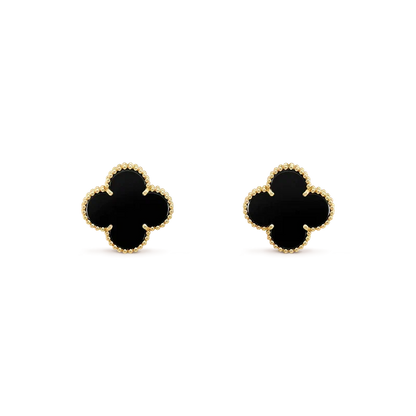 [Shinejoy]CLOVER MEDIUM 1 MOTIFS  ONYX STUD EARRINGS