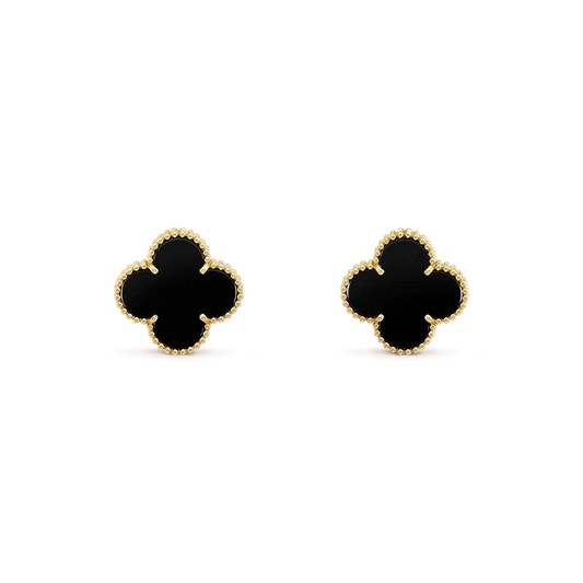 [Shinejoy]CLOVER MEDIUM 1 MOTIFS  ONYX STUD EARRINGS
