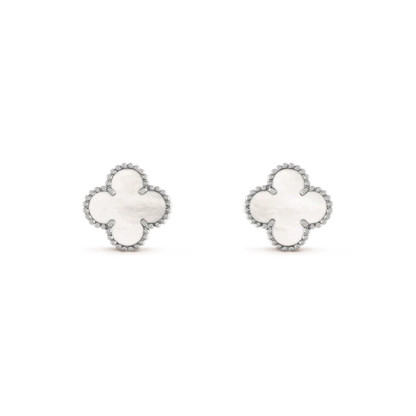 [Shinejoy]CLOVER MEDIUM 1 MOTIFS  WHITE MOP EARRINGS SILVER