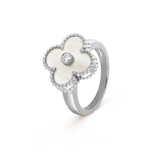 [Shinejoy]CLOVER SILVER MOP DIAMOND RING
