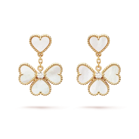 [Shinejoy]CLOVER SWEET WHITE MOP EARRINGS
