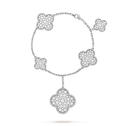 [Shinejoy]CLOVER 6 MOTIFS SILVER DIAMOND BRACELET