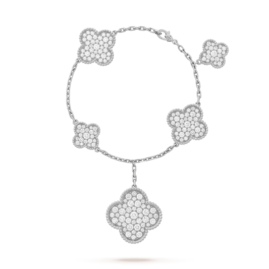 [Shinejoy]CLOVER 6 MOTIFS SILVER DIAMOND BRACELET