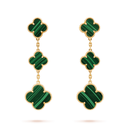 [Shinejoy]CLOVER MALACHITE 3 MOTIFS GOLD