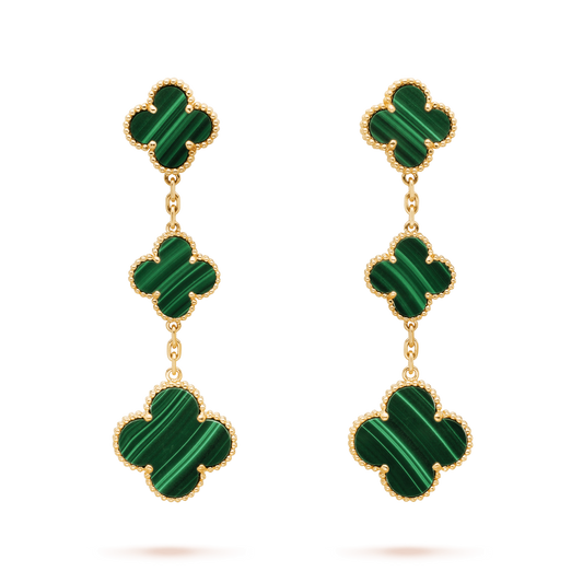 [Shinejoy]CLOVER MALACHITE 3 MOTIFS GOLD