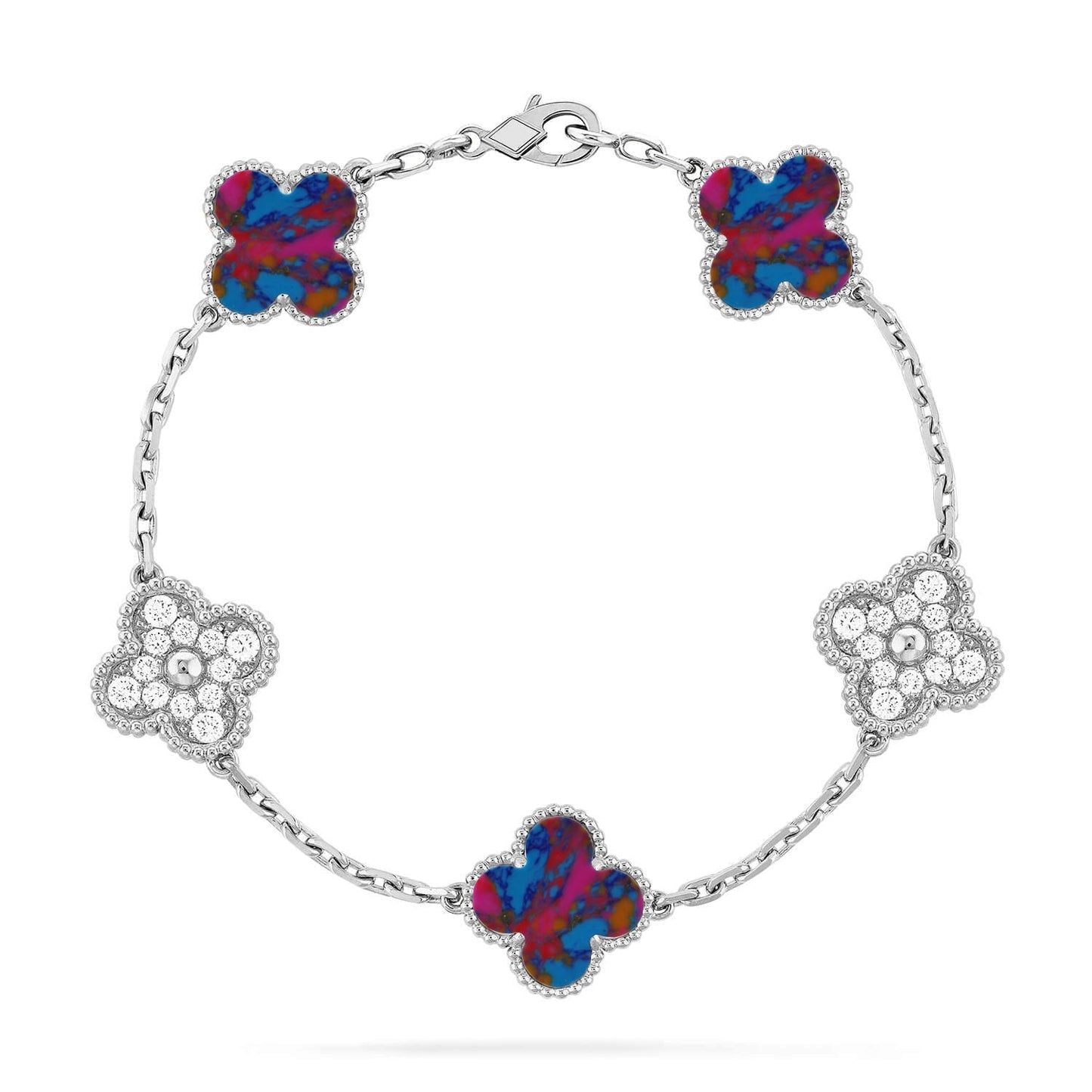 [Shinejoy]CLOVER 5 MOTIF COLOR GEMSTONES BRACELET COLLECTION