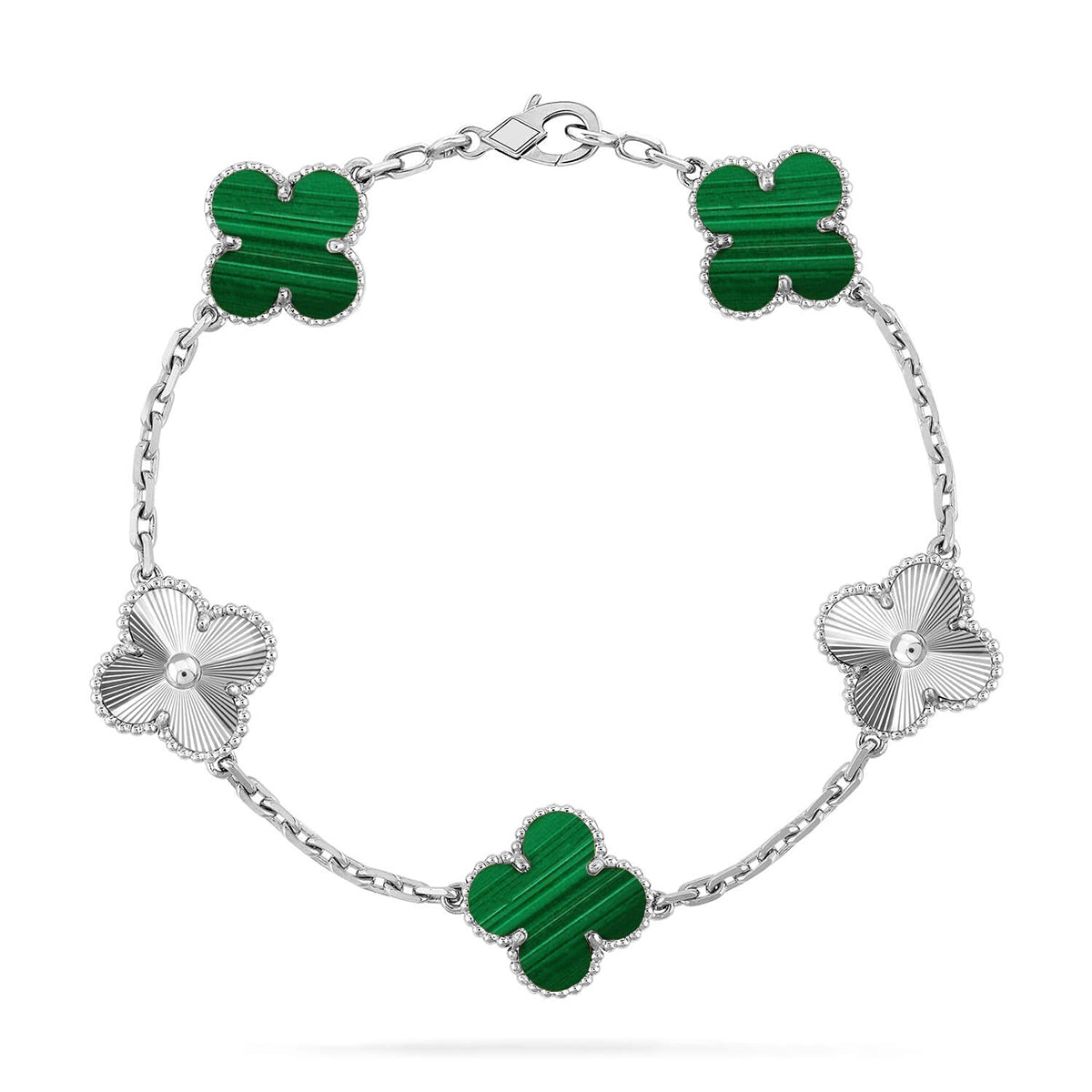 [Shinejoy] CLOVER 5 MOTIF MALACHITE BRACELET COLLECTION