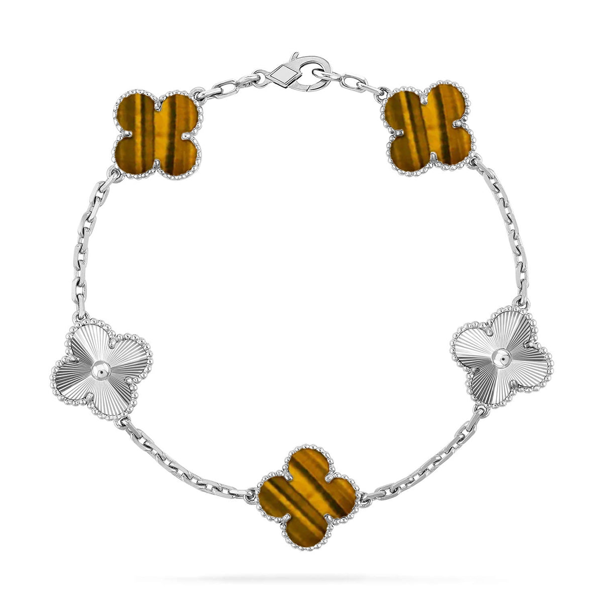 [Shinejoy] CLOVER 5 MOTIFS TIGER EYE BRACELET COLLECTION