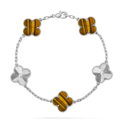 [Shinejoy] CLOVER 5 MOTIFS TIGER EYE BRACELET COLLECTION