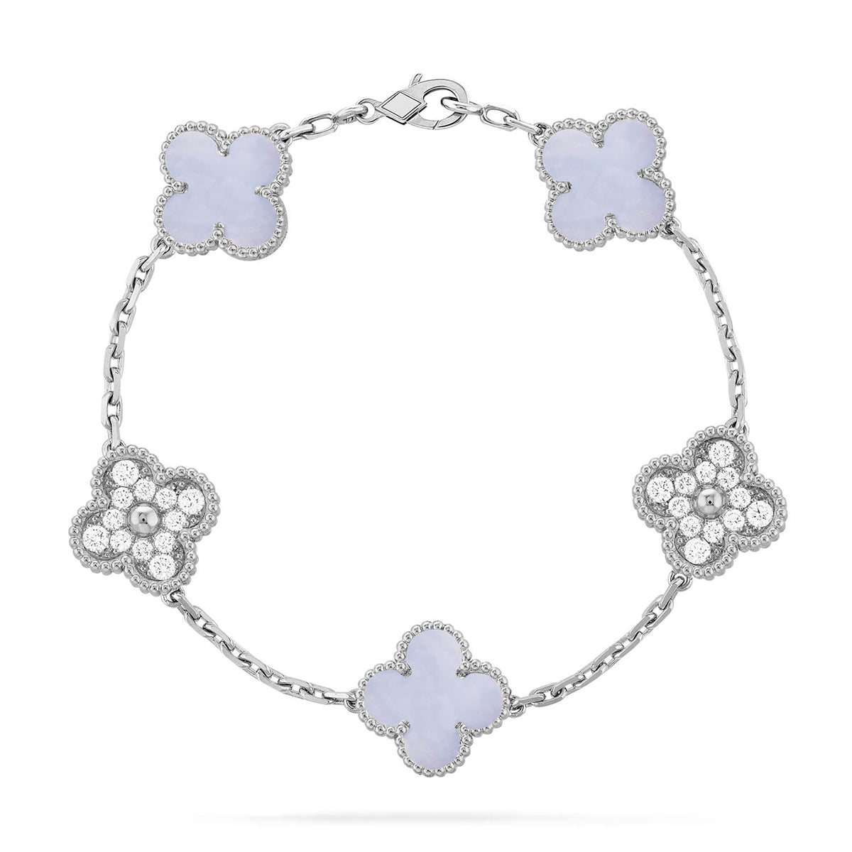 [Shinejoy] CLOVER 5 MOTIF PURPLE CHALCEDONY BRACELET COLLECTION