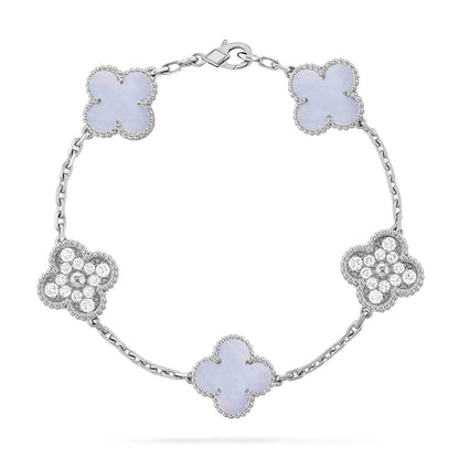 [Shinejoy] CLOVER 5 MOTIF PURPLE CHALCEDONY BRACELET COLLECTION