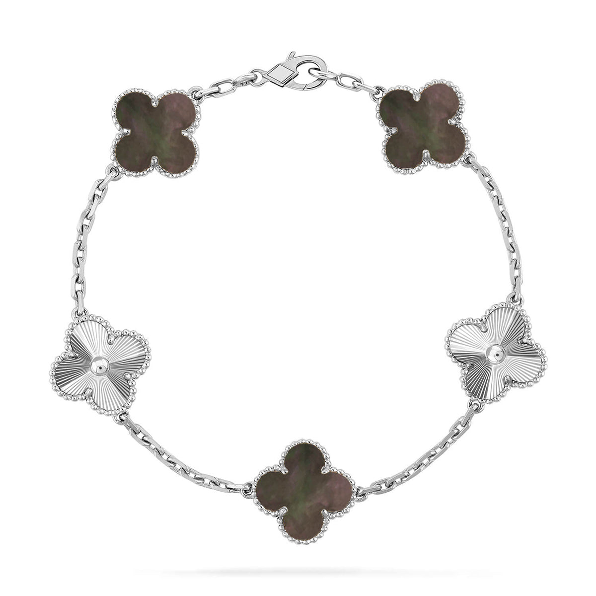 [Shinejoy] CLOVER 5 MOTIF GRAY MOP BRACELET COLLECTION