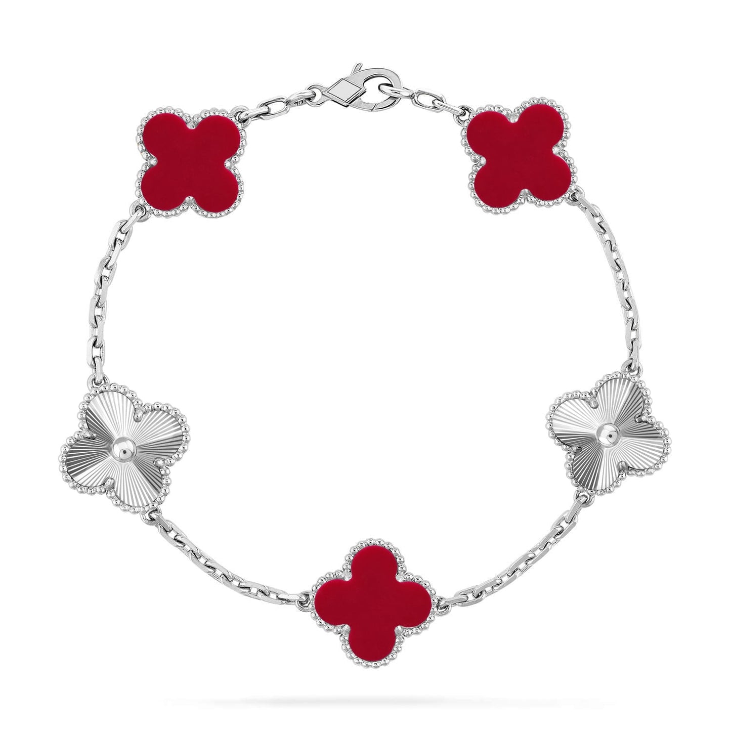 [Shinejoy] CLOVER 5 MOTIF RED CORNELIAN BRACELET COLLECTION