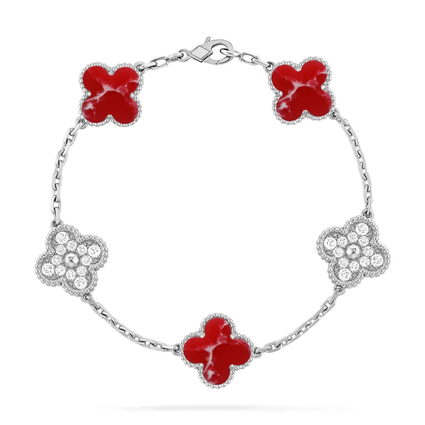 [Shinejoy]CLOVER 5 MOTIF RED PATTERN BRACELET COLLECTION