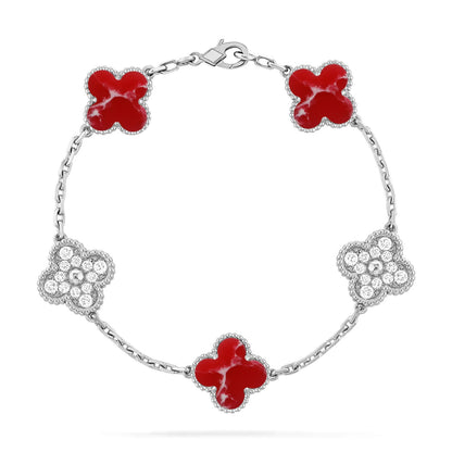 [Shinejoy]CLOVER 5 MOTIF RED PATTERN BRACELET COLLECTION