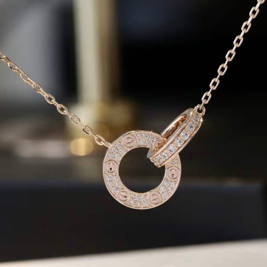 [Shinejoy]LOVE 7.6MM NECKLACE Shinejoy GOLD AND SILVER  FULL DIAMOND