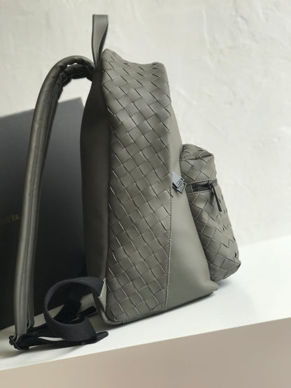 SAC À DOS SMALL INTRECCIATO 41 EN CUIR DE VEAU CHARCOAL BLACK