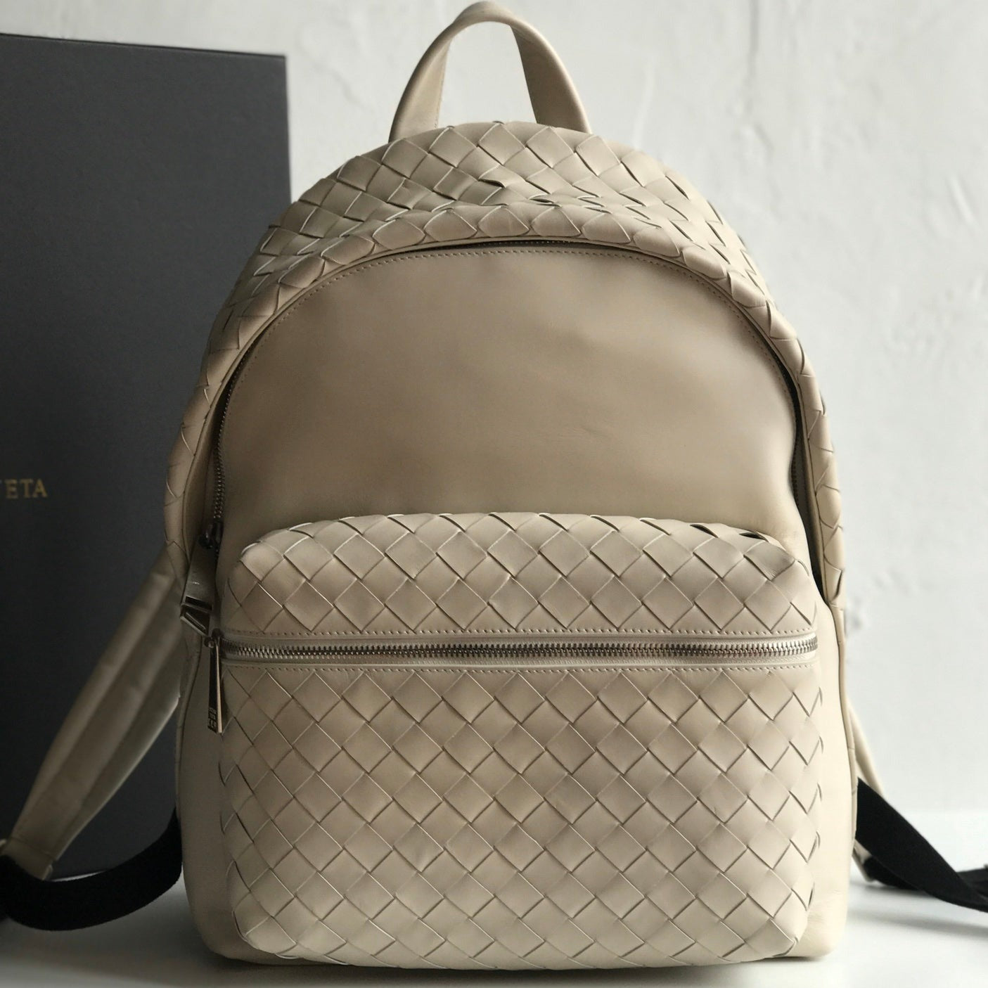 SAC À DOS SMALL INTRECCIATO 41 EN CUIR DE VEAU BEIGE