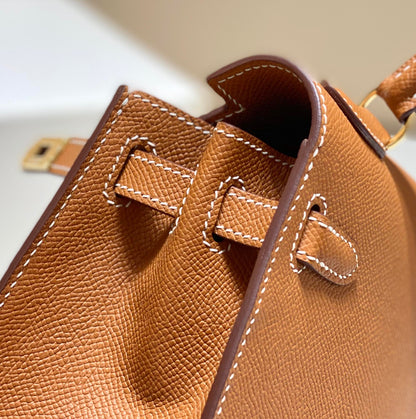KELLY MINI 20 BAG IN BRONZE BROWN CALFSKIN WITH GOLD HARDWARE (MADE-TO-ODER)