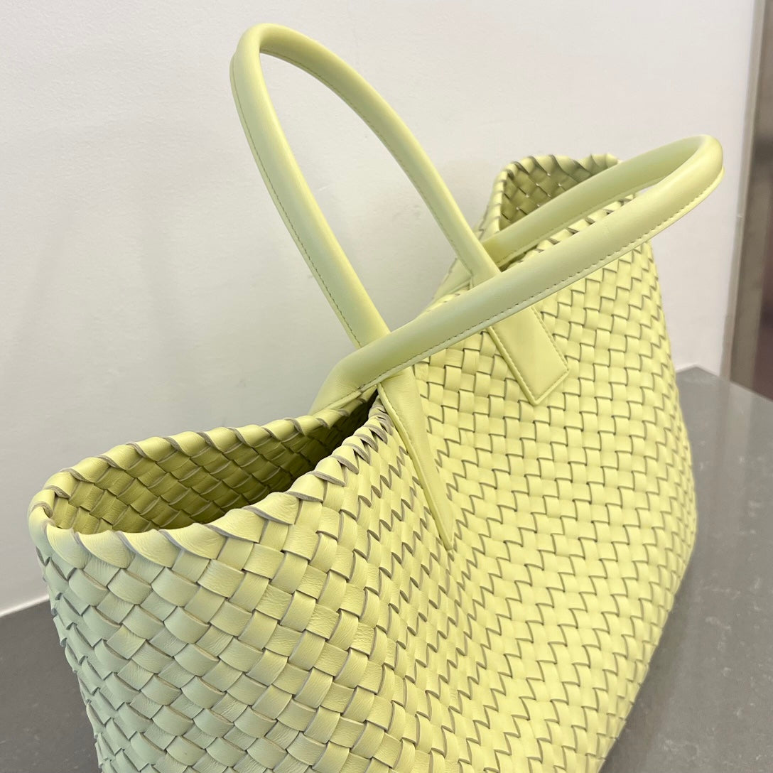GRAND CABAS 51 EN AGNEAU JAUNE PASTEL
