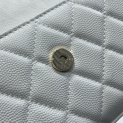 Sac à rabat 23P 19cm caviar blanc quincaillerie dorée