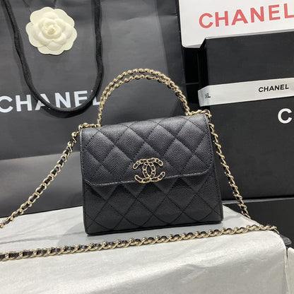Sac à rabat 23P 15cm Caviar noir Quincaillerie dorée